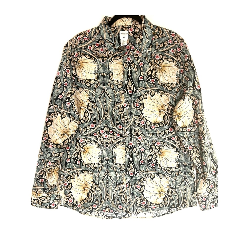 Morris & Co x HM Pimpernel Floral Print Button Down Shirt Mens XL Lyocell Cotton